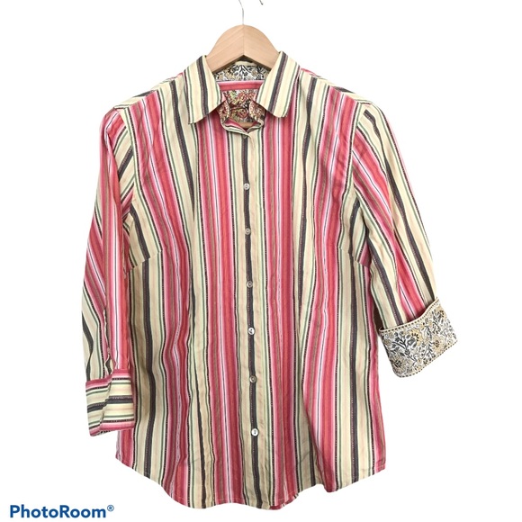 Robert Graham Women’s Button Up Shirt 3/4 Sleeves - Picture 1 of 13